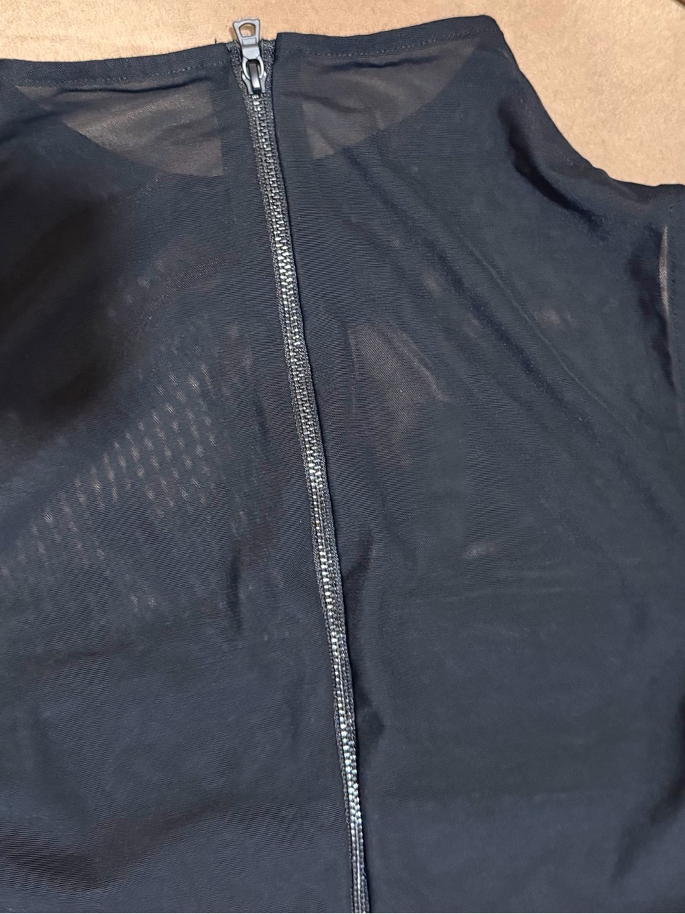 Alice + Olivia Black Mesh Zip-Back Camisole